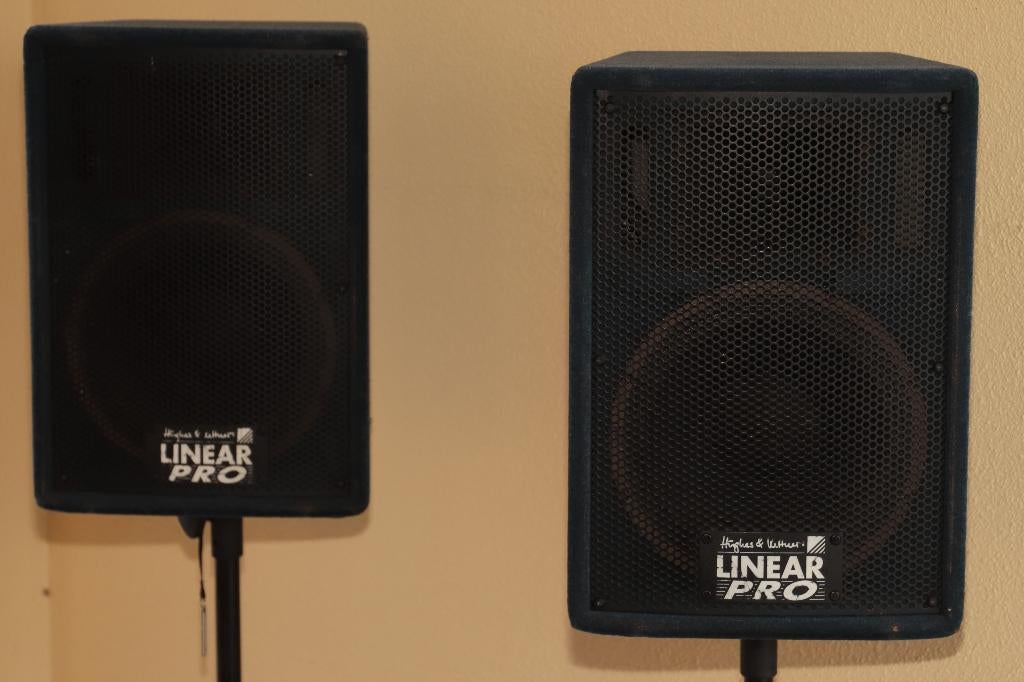 H&K studiomonitors 12inch full range 900 watt. i.z.g.s., Audio, Tv en Foto, Gebruikt, 120 watt of meer, Front, Rear of Stereo speakers