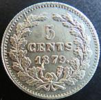 5 Cent 1879, Koning Willem III, Verzenden, Zilver, Losse munt
