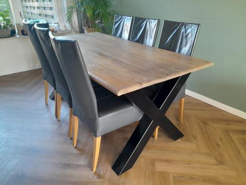 Eetkamertafel met massief bovenblad, Huis en Inrichting, Tafels | Eettafels, Gebruikt, 50 tot 100 cm, 150 tot 200 cm, Vijf personen of meer