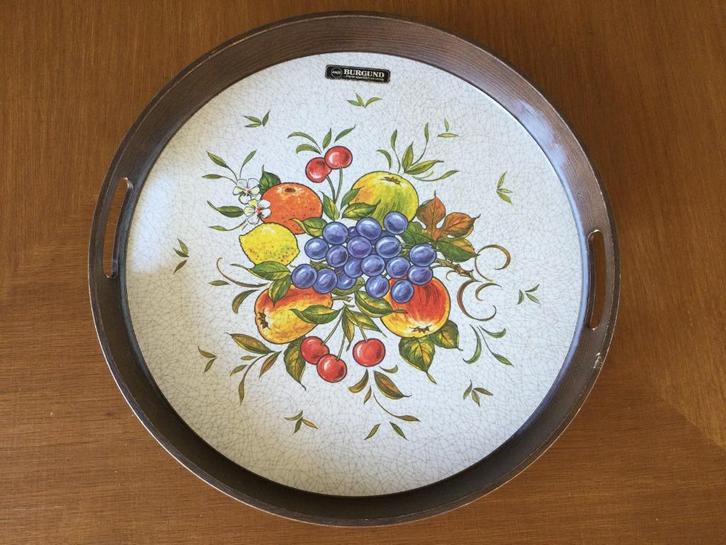 EMSA Burgund dienblad, landelijke stijl fruitmotief Ø 43, Verzamelen, Retro, Huis en Inrichting, Ophalen of Verzenden