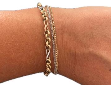 14 karaat (585) gouden armband 19,5 cm 5,3 g tricolor beschikbaar voor biedingen