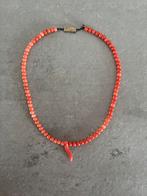 Antieke bloedkoralen collier ketting 40 cm, Ophalen, Overige materialen, Ketting, Verguld