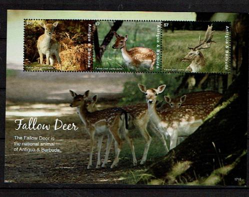 antigua 2017 pf blok damherten wildlife zoogdieren 1, Postzegels en Munten, Postzegels | Thematische zegels, Postfris, Dier of Natuur