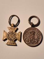 2 x miniatuur medaille Metalen Kruis en Trouwe Dienst, Verzamelen, Ophalen of Verzenden, Landmacht, Nederland, Lintje, Medaille of Wings