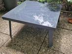 Loungetafel aluminium met glas 70x70cm, Ophalen of Verzenden, Gebruikt