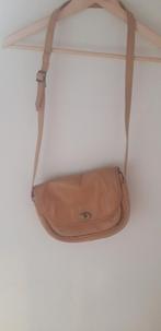 vintage leren handtas schoudertas, Handtas, Beige, Ophalen of Verzenden