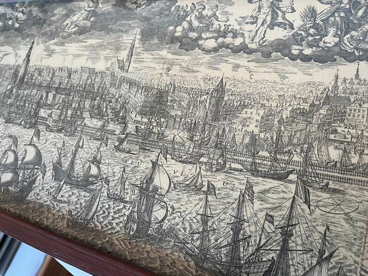 Grote Gravure Prent Panorama Amsterdam 1606 Stadsgezicht, Antiek en Kunst, Kunst | Etsen en Gravures, Ophalen of Verzenden
