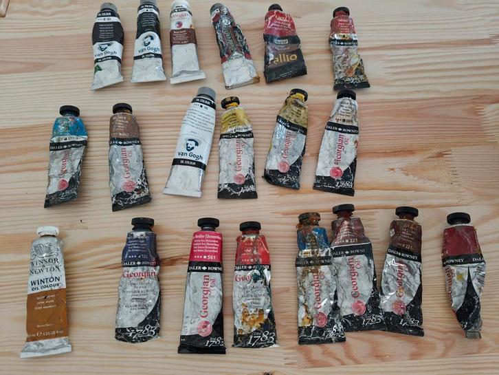 Olieverf Tubes - Gebruikt, Hobby en Vrije tijd, Schilderen, Gebruikt, Olieverf, Ophalen
