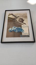 ingelijste art deco auto-advertentie Peugeot vintage 1936, Minder dan 50 cm, Gebruikt, Ophalen of Verzenden, Foto of Poster