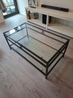 Moderne Glazen Salontafel met Zwart Metalen Frame, 75 cm of meer, Rechthoekig, Ophalen, 45 tot 60 cm