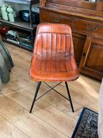 Stijlvolle stoel met metalen frame, Huis en Inrichting, Stoelen, Ophalen, Overige materialen, Gebruikt, Bruin