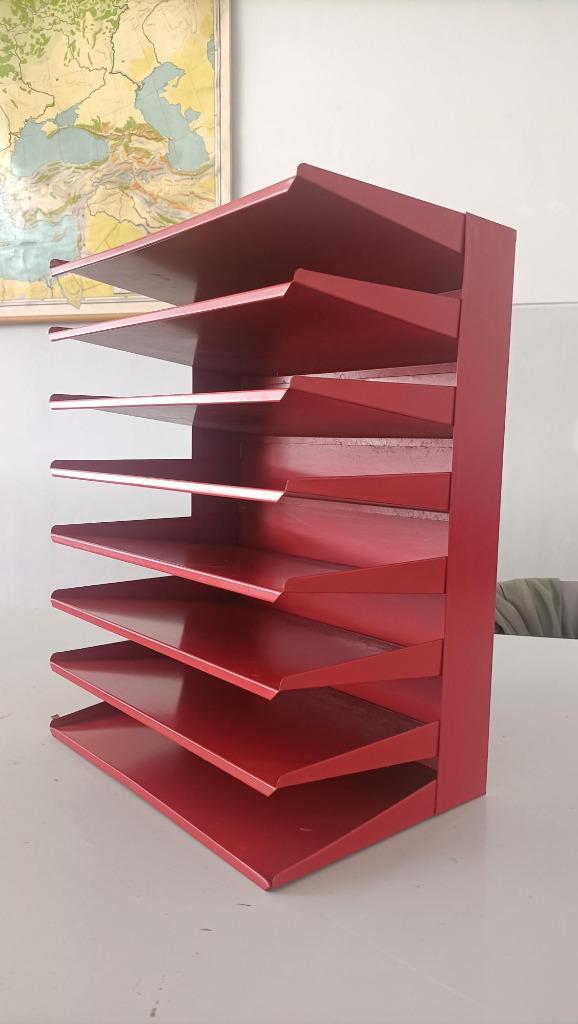 vintage rode XL postbak postvakken metaal industrieel design, Huis en Inrichting, Woonaccessoires | Krantenbakken en Lectuurbakken