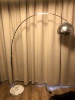 ICONISCHE BOOGLAMP zilverkleurig met marmeren voet op grond, Ophalen, Gebruikt, Klassiek, Glas