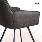 Eetkamerstoel Duke antraciet met armleuning €59,95p/st., Ophalen, Stof, Nieuw, Grijs
