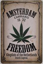 Amsterdam Cannabis Freedom reclamebord van metaal deco, Huis en Inrichting, Info@deconoord.nl, Deco Noord, Nieuw, Ophalen of Verzenden