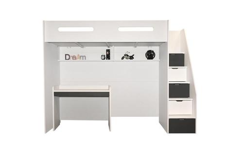 Options hoogslaper - 90x200 - Wit/antraciet, Huis en Inrichting, Slaapkamer | Stapelbedden en Hoogslapers