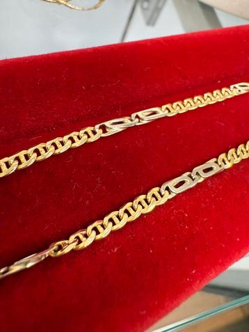 Prachtige 14 karaats gouden massieve fantasie ketting beschikbaar voor biedingen