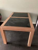 Gratis! Eiken eettafel met leisteen blad - 4 persoons, Ophalen, Gebruikt, 100 tot 150 cm, Eikenhout