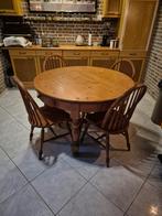 Grenen ronde eethoek, Huis en Inrichting, Complete eetkamers, Ophalen, Gebruikt, 4 tot 6 stoelen