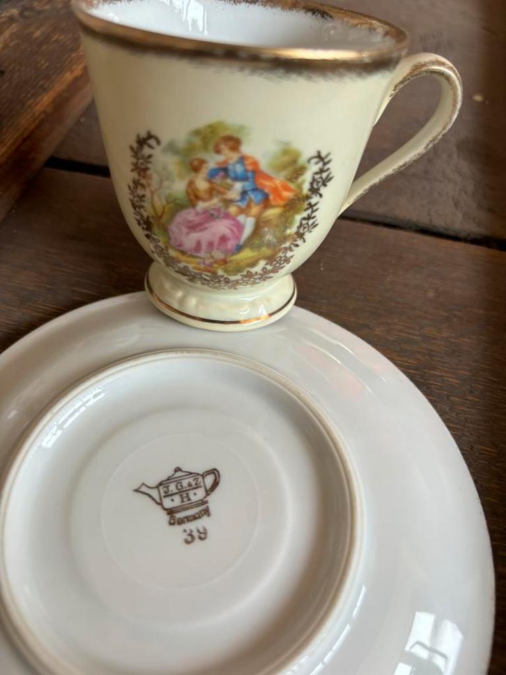 6 Engelse kop en schotels, Antiek en Kunst, Antiek | Servies los, Ophalen of Verzenden