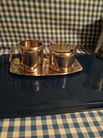 R.V.S. roomstel 3 delig melk suiker en schaaltje. Nu €9,95, Ophalen of Verzenden, Zo goed als nieuw, Rond, Hout