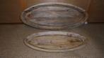 2 zgan houten ovalen schalen 54x23 & 44x19,5 cm, Schaal, Ophalen of Verzenden, Zo goed als nieuw, Ovaal