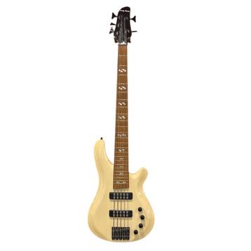 Harley Benton B-550, 5 - Snaar Bassgitaar, Creme | Incl. Gar beschikbaar voor biedingen