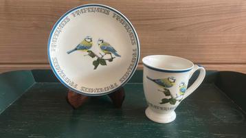 Petit Dejeunertje, Hollandse Vogels door Elles, bord+mok set beschikbaar voor biedingen