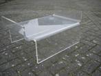 Vintage salontafel jaren 70 plexiglas/ glazen blad, Ophalen, Gebruikt, 100 tot 150 cm, 50 tot 100 cm