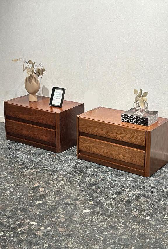 Set Vintage Nachtkastjes Ladekasten, Huis en Inrichting, Slaapkamer | Nachtkastjes, Zo goed als nieuw, Hout, Ophalen of Verzenden
