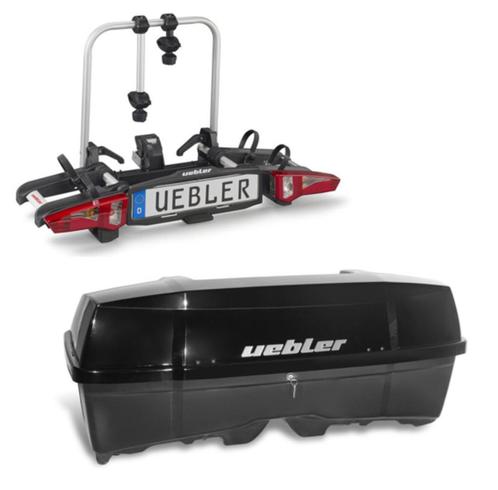 Uebler i21 Fietsendrager 2 fietsen + Bagagebox 300 Liter, Auto diversen, Fietsendragers, Nieuw, Trekhaakdrager, 2 fietsen, Brede banden