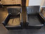 Gratis 2 zwart lederen fauteuils, Huis en Inrichting, Stoelen, Gebruikt, Twee, Zwart, Leer