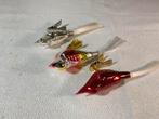 3 stuks oude glazen vogeltjes op knijper, Diversen, Kerst, Ophalen of Verzenden