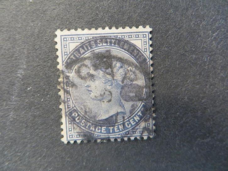 A09799: Straits Settlements QV 10 c CA, Postzegels en Munten, Postzegels | Azië, Oost-Azië, Ophalen of Verzenden
