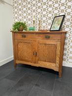 Vintage eikenhouten commode/wandkast, Ophalen, Gebruikt, 100 tot 150 cm, Met deur(en)