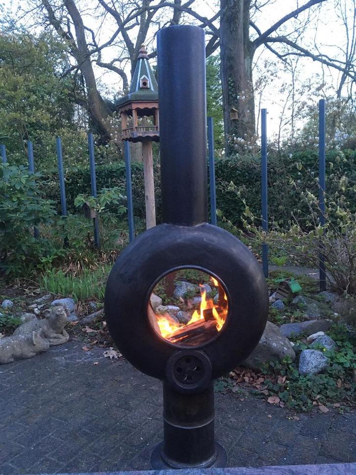 Sfeervolle Tuinkachel - Dik Plaatstaal, Tuin en Terras, Vuurkorven, Zo goed als nieuw, Ophalen