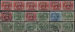 356a 3x + 356 t/m 367 gebruikt ( Guilloche/Tralie zegels ), Postzegels en Munten, Verzenden, T/m 1940, Gestempeld