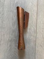 Vintage Koperen Vaas met Houten Accent, Overige materialen, Gebruikt, Overige kleuren, Ophalen of Verzenden