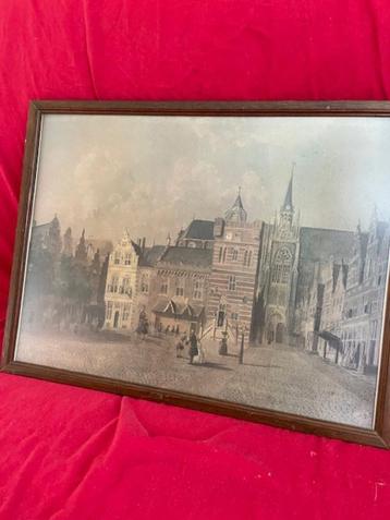 Goes Grote Markt Zeeland stadsgezicht ca. 1750 met lijst beschikbaar voor biedingen