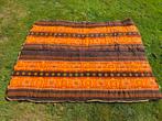 Retro 140x180 vintage slaapzak oranje bruin picknickkleed, Caravans en Kamperen, Ophalen of Verzenden, Gebruikt