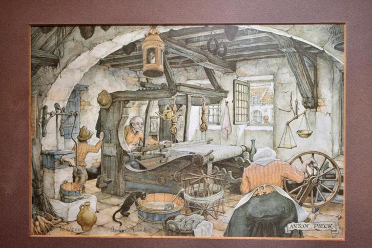 Anton Pieck - Spinnen en Weven (gesigneerd & genummerd), Antiek en Kunst, Kunst | Litho's en Zeefdrukken, Ophalen of Verzenden