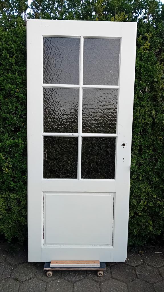 Opdekdeur met glas - Zelf opknappen!, Doe-het-zelf en Verbouw, Deuren en Horren, Gebruikt, Binnendeur, 200 tot 215 cm, Glas, Ophalen of Verzenden