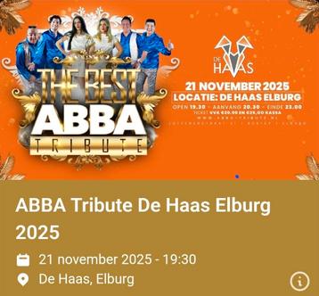 1 ticket voor The Abba Tribute bij restaurant Haas in Elburg beschikbaar voor biedingen