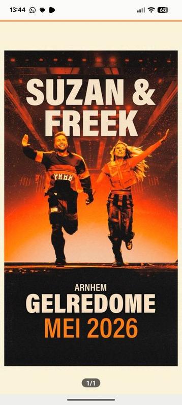 8 Tickets Suzan en Freek Gelredome 24 mei beschikbaar voor biedingen