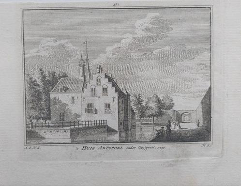 280 / Huis Abtspoel Oestgeest - Oegstgeest Gravure 18e eeuw, Antiek en Kunst, Kunst | Etsen en Gravures, Ophalen of Verzenden