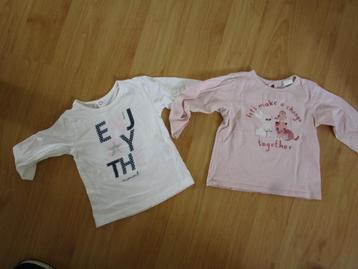 Brums + H&M maat 74 - twee leuke shirts - lange mouwen beschikbaar voor biedingen