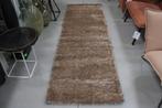 Hoogpolig vloerkleed loper Shaggy Brilliant taupe 80 x 250, Bruin, Rechthoekig, Nieuw, 200 cm of meer