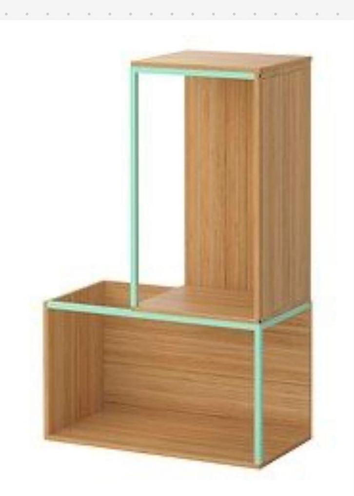 IKEA PS 2014 bamboe kastjes – design met mintgroen frame, Huis en Inrichting, Kasten | Overige, Gebruikt, Ophalen