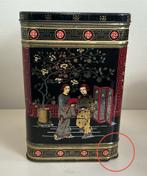 Blik met Chinese afbeeldingen, 21,5 x 14 x 14 cm., Verzamelen, Blikken, Ophalen of Verzenden, Gebruikt, Overige