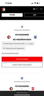 2 Tickets Feyenoord - Heerenveen vak D, Tickets en Kaartjes, Losse kaart, Twee personen, December